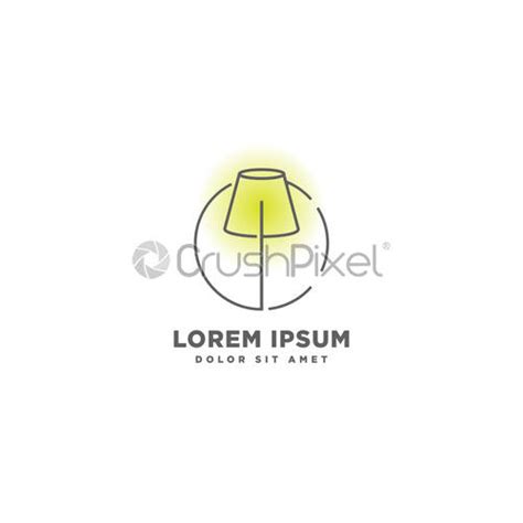 Interior Light Logo Design With Line Style Vector Illustration Stock