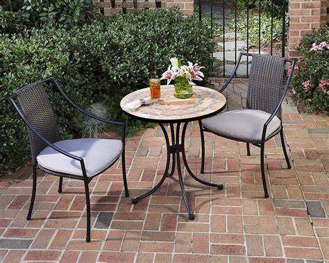 Home Styles 3 Piece Bistro Set With Fishtail Tile Bistro Table And 2