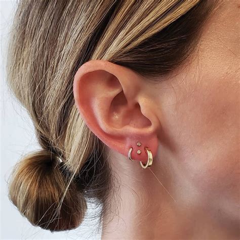 Stacked Lobes Earings Piercings Pretty Ear Piercings Ear Lobe Piercings