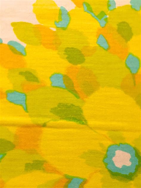 mod 60s flower power fabric with sunny yellow hippie chic etsy