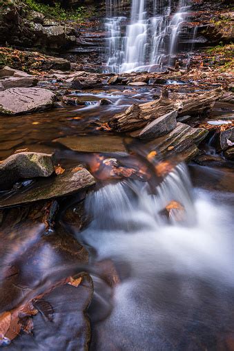 Silky Smooth Waterfall From Ricketts Glen State Park In The Midst Of
