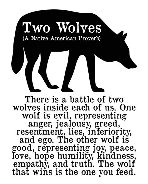 Native American Quote The Wolf You Feed Tribal Etsy
