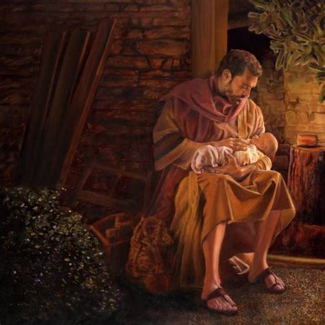 St Joseph Holding Baby Jesus Mary Sleeping Johnnie Gradney