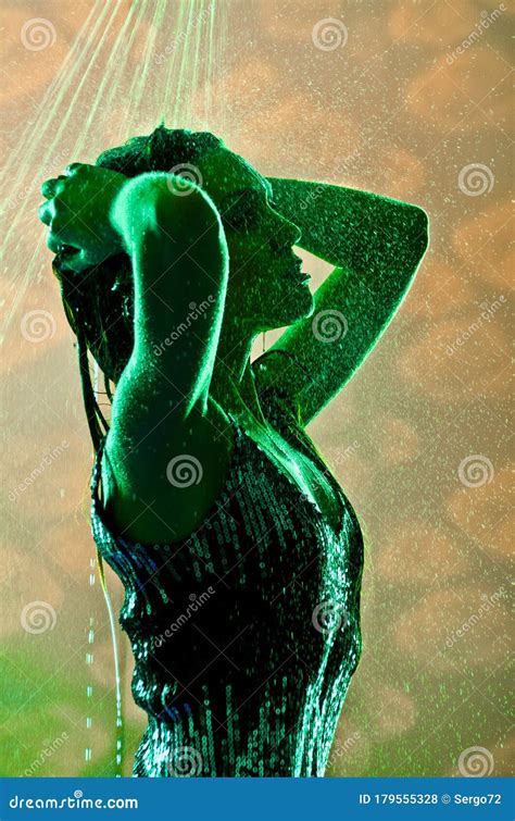 Conceptual View And Scene Of A Young Sensual Beautiful Girl A Woman Who Washes In The Shower