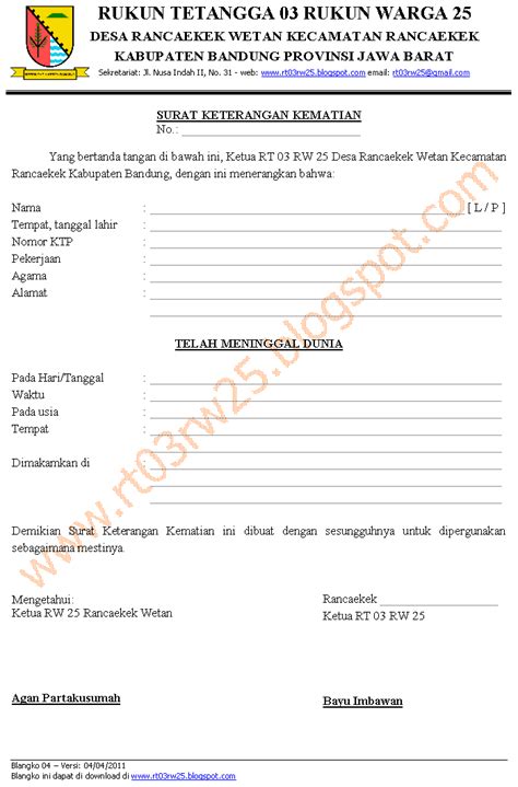 Yang bertanda tangan di bawah ini menerangkan dengan sesungguhnya bahwa. Contoh Surat Keterangan Kematian