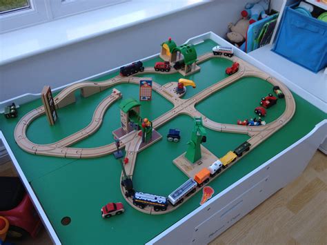 For older children we have a great selection of girls' and boys' toys such as wooden train sets, pirate ships, dolls' houses, rocking and hobby horses, , wooden farm sets, balance bikes and easels. It's a busy day at the wooden railway today, with plenty ...