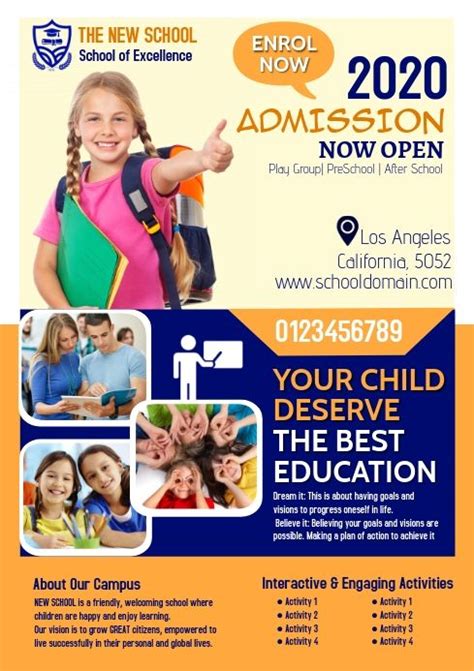 650 School Admission Customizable Design Templates Postermywall