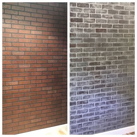 Faux Brick Wall Before And After Brick Panels Chalk Paint Water