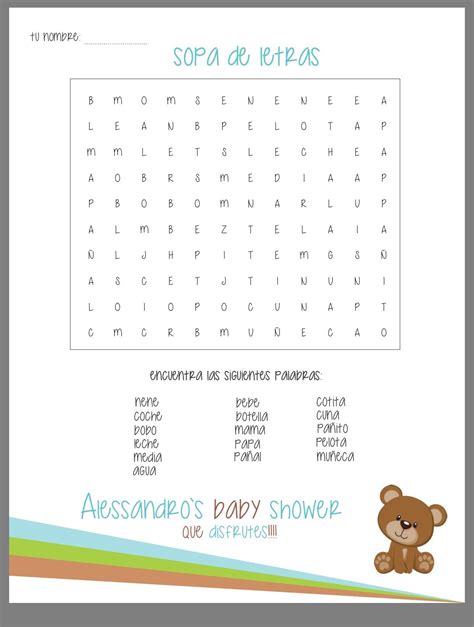 Sopa De Letras Juegos Para Baby Shower Juegos Sopa De Letras Sopa De