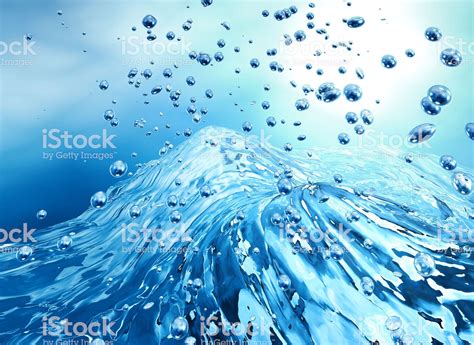 Aqua Bubbles And Blue Underwater With Blebs Abstract Photos Stock