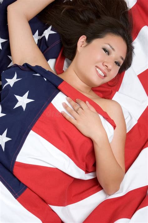 Saluting Flag Woman Stock Image Image Of Flag Wrapped