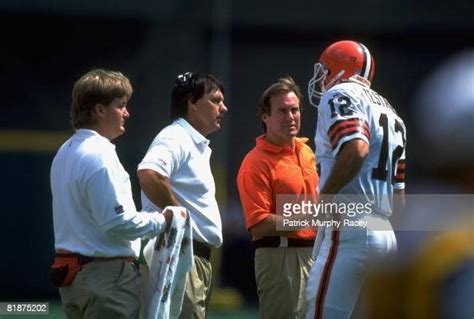 Cleveland Browns Coach Bill Belichick With Player During Game Vs