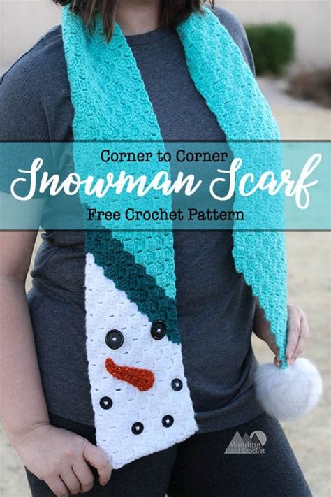 C2c Snowman Scarf Free Crochet Pattern Winding Road Crochet