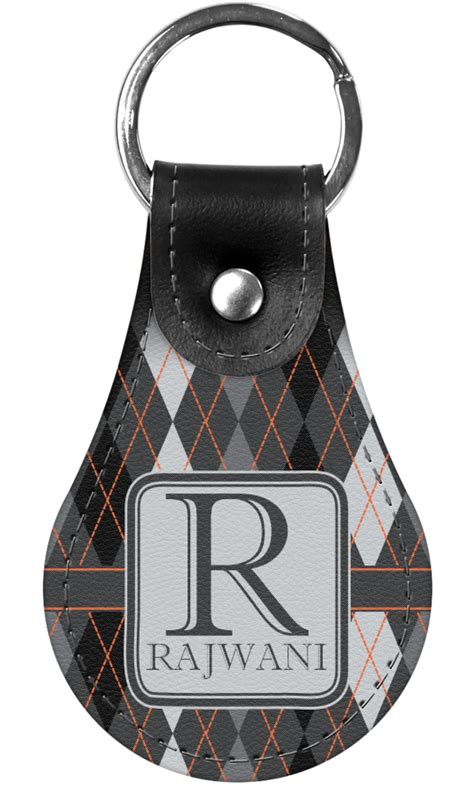 Modern Chic Argyle Genuine Leather Keychain Personalized Youcustomizeit