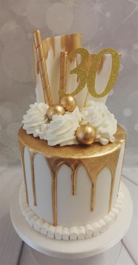 White And Gold Drip Cake Golden Birthday Cakes 50th Birthday Cake