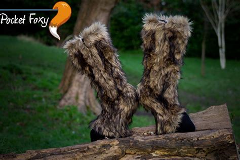 Brown Knee High Hooved Goat Boots Faun Satyr Faux Fur Shoes Etsy