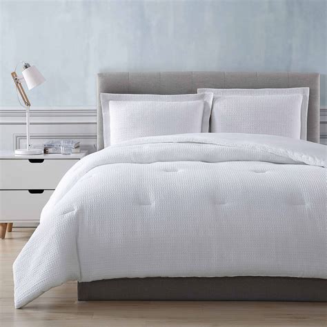 Waffle 3 Piece Comforter Set Queen White At Home