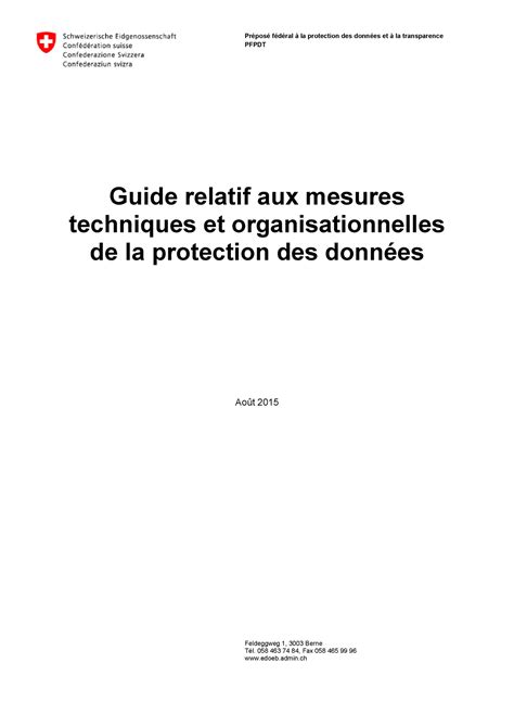 Pfpdt Guide Mesures Techniques Et Organisationnelles Tom PrÈposÈ