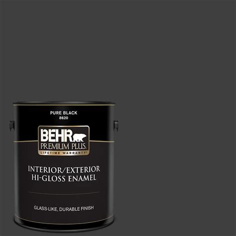 Behr Premium Plus 1 Gal Pure Black Hi Gloss Enamel Exteriorinterior
