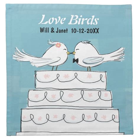 Love Birds Wedding Cake Bride And Groom Kiss Napkin Zazzle