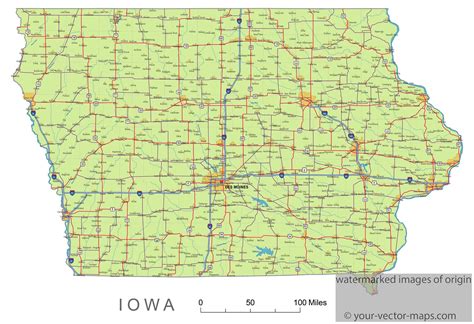 Iowa State Route Network Map Iowa Highways Map Cities Of Iowa Main