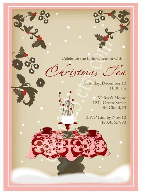Items Similar To Christmas Tea Invitation Holiday Party Invitation