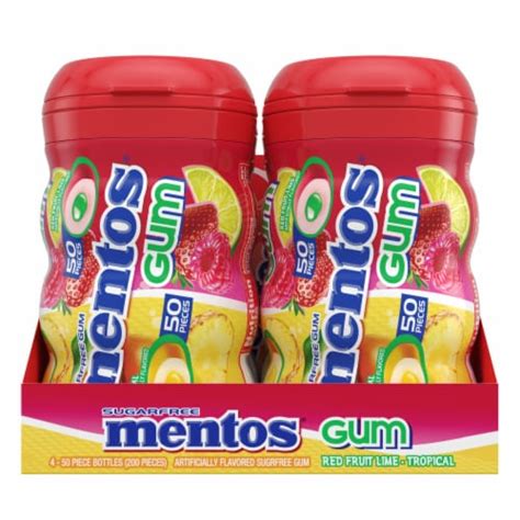 Mentos Red Fruit Lime Tropical Sugar Free Gum 4 Pk 50 Ct Frys