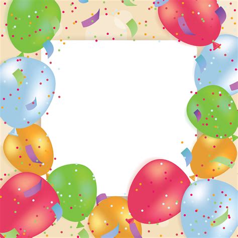 Colourful Template With Balloons And Confetti Blank Template With