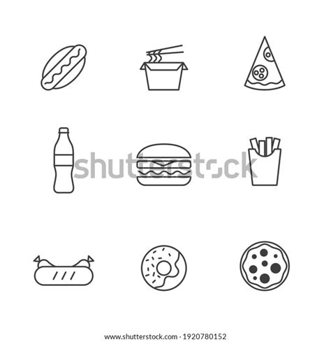 Set Simple Fast Food Snack Away Stock Vector Royalty Free 1920780152