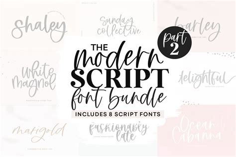 Mini Modern Script Font Bundle Part Two Handwritten Fonts Etsy