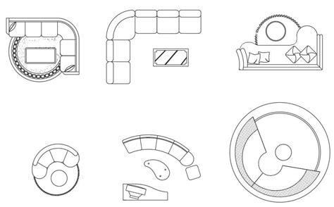 L Shape And Curved Sofa 2d Dwg Block For Autocad • Designscad Images