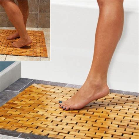 Bamboo Non Slip Bathroom Shower Floor Mat Bamboo Bath Mats Bamboo