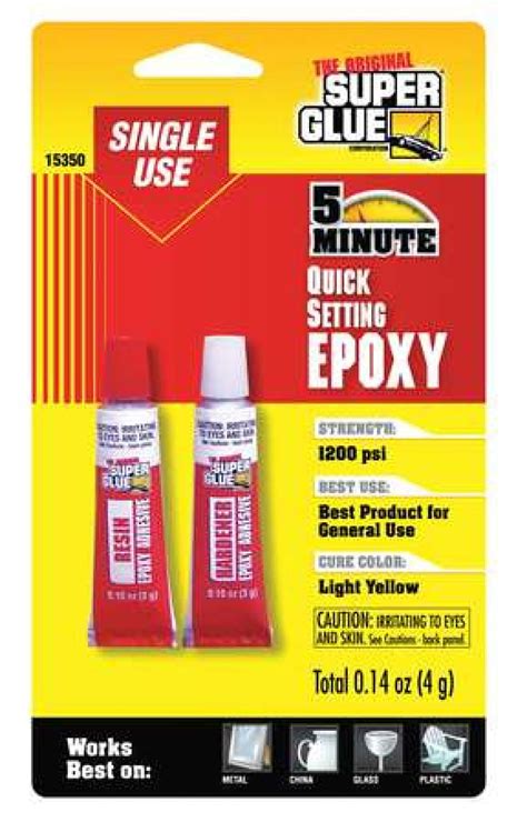 Super Glue 15350 12 Epoxy Adhesive Tube 3 G Yellow 30 Min Walmart