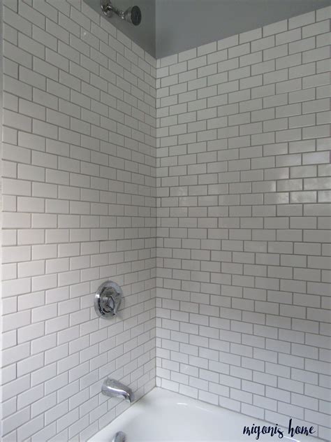 White Subway Tile With Grey Grout Bathroom Nivafloors Com