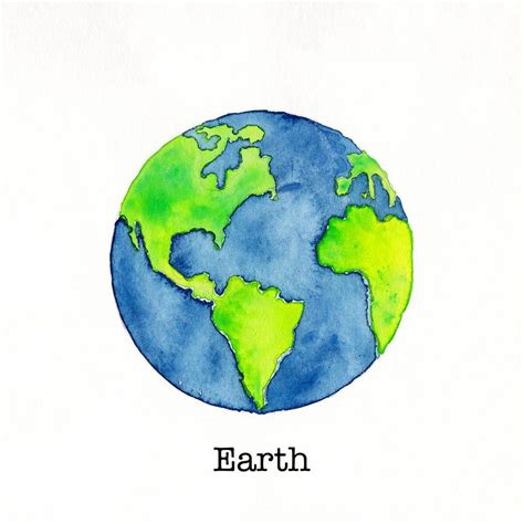 Tiny Earth Watercolor Painting On