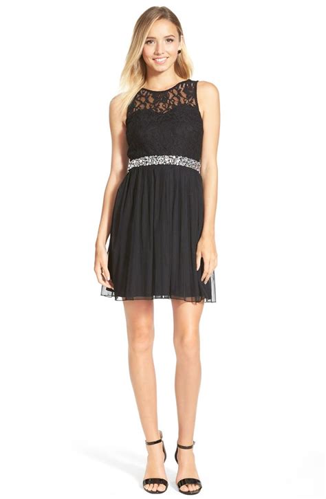 Speechless Embellished Lace Bodice Skater Dress Juniors Nordstrom