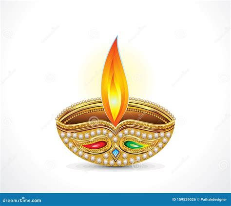 Artistic Diwali Diya Isolated On White Background Vector Illustration
