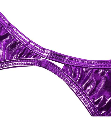 Womens Sexy One Piece Halter Neck Micro Bikini Thong G String Swimsuit Purple Ci1867x5lgt