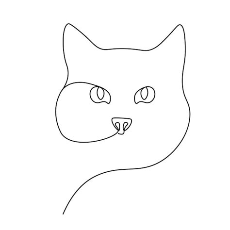 Premium Vector Continuous One Line Drawing Of Cat Head