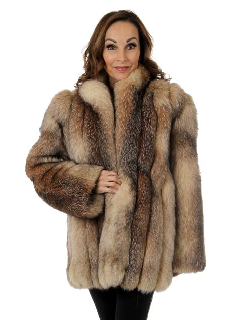 Natural Crystal Fox Fur Jacket Medium Estate Furs