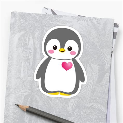 Baby Penguin Cute Smile Emoji Pink Heart Sticker By