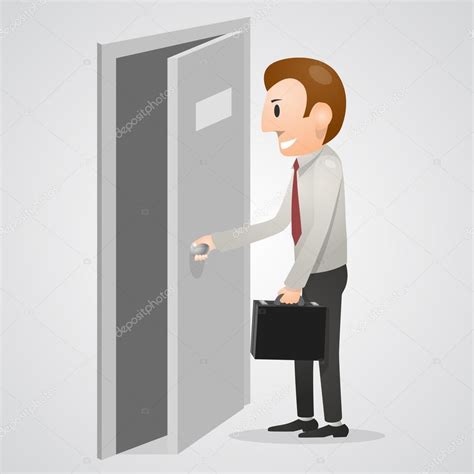 Office Man Opening A Door Stock Vector Hobbit Art