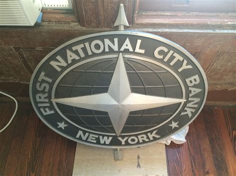Large Vintage First National City Bank New York Pre Citibank Cast