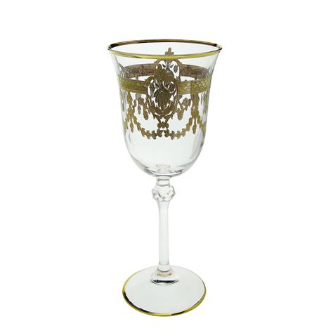 Set Of 6 Water Glasses 14k Gold Artwork Traditional Design