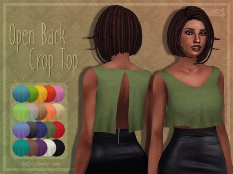 Trillyke Open Back Crop Top The Sims 4 Catalog