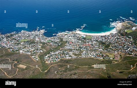 Aerial View Camps Bay From Table Mountain Cape Town South Africa Stock