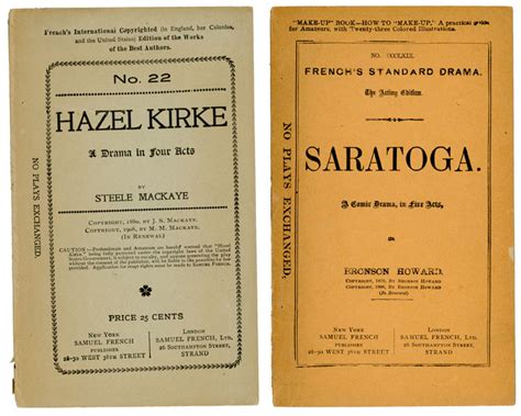 Saratoga And Hazel Kirke By Play Scripts Howard Bronson And Steele Mackaye Wrappers 1898