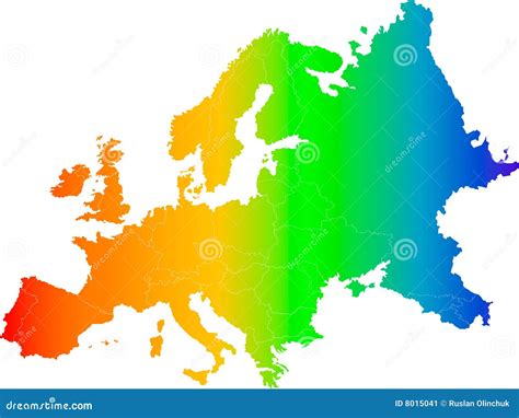 Colorful Map Of Europe Vector Outline Illustration Europe Map Scale Images