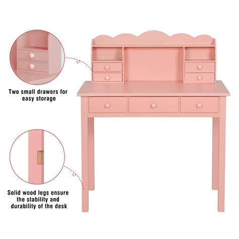 Buy Adorneve 362 Inch Pink Writing Desk With Drawers Study Desk With