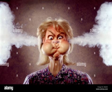 Frustrated Character Lady With Steam Coming From Ears Stock Photo Alamy